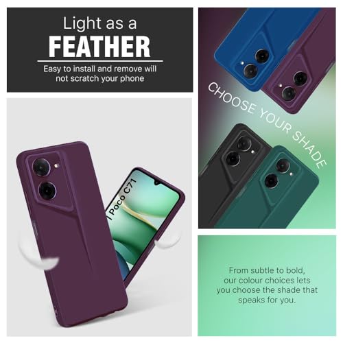 Image of WOW IMAGINE Slim Back Cover for Redmi A5 | Poco C71 | Blade Series Ultra Thin Case with Lightweight Design | Camera Protection | Soft Matte Silicone Flexible Mobile Case - Purple