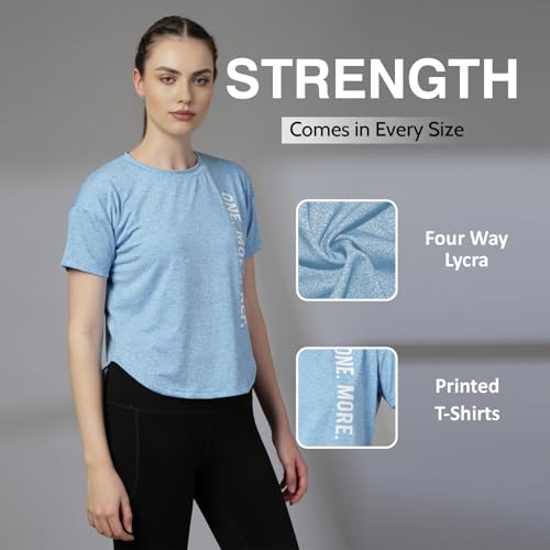 Image of CHKOKKO Womens Stylish Activewear Quick Dry Lightweight Breathable Printed Round Neck Half Sleeve Regular Fit Gym T Shirt for Sports Yoga and Training