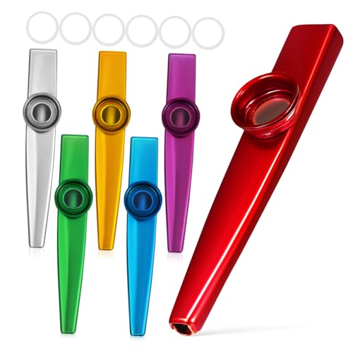 VANZACK 6 Pcs Metal Kazoo for Adults Durable Percussion Instruments for Music Practice and Performance Sound Versatile Use for All Skill Levels