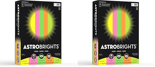 Image of Bright Color Paper, Neenah Astrobrights, Letter Paper Size, 24 Lb, Assorted Colors, Ream of 500 Sheets (Pack of 2)