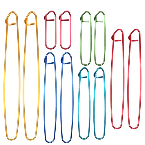 OWMOSYX 12 Pcs Knitting Stitch Holders Aluminum,...