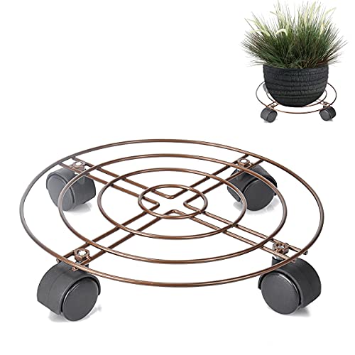 Metal Plant Caddy Plant Dolly Plant Stand with Wheels, Heavy Duty Iron Rolling Potted Plant Holder, Flower Pots Potted Plants Mover, for Indoor & Outdoor Home Garden