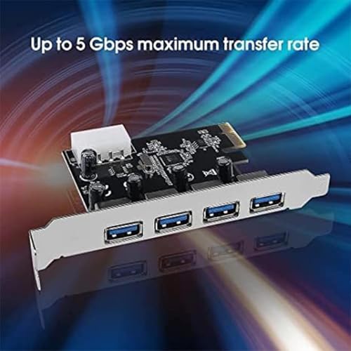 Image of BigPlayer 4-Port USB 3.0 PCI Express Card - SuperSpeed 5Gbps USB Expansion Adapter for Desktop PC - PCIe Interface Compatible with Windows 11 /10 /8 /7