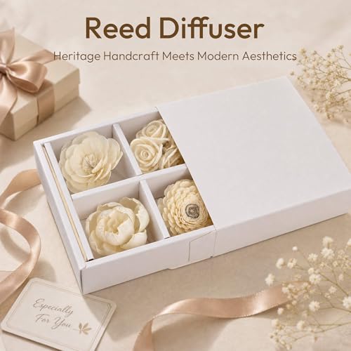 Set de 7 varillas con flores de madera para difusor ambiental miniatura 7