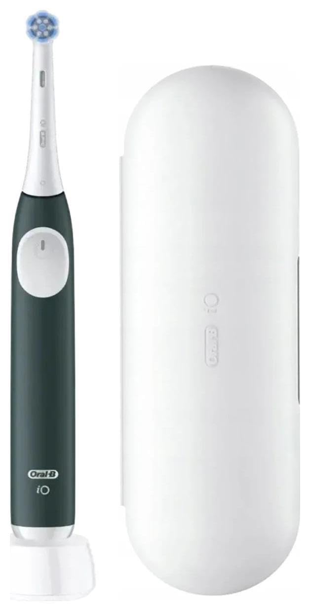 Oral-B iO Series 2 - Cepillo de dientes eléctrico, 1 cepillo, 3 modos de cepillado para el cuidado dental, tecnología magnética, estuche de viaje, diseñado por marrón, verde bosque
