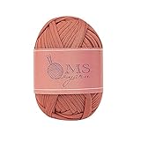 M-S Thick Knitting Yarn, Elastic Fabric Cloth T Shirt Yarn, Spaghetti Yarn for Hand DIY Bag Blanket Cushion Crocheting Projects,3.3 Oz, 30 Yard (Dark Pink)
