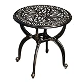 GXOUTAL Cast Aluminum Outdoor Side Table, All Weather Round Small Coffee Table for Patio,Park,Lawn,Yard (18.5' Bronze)
