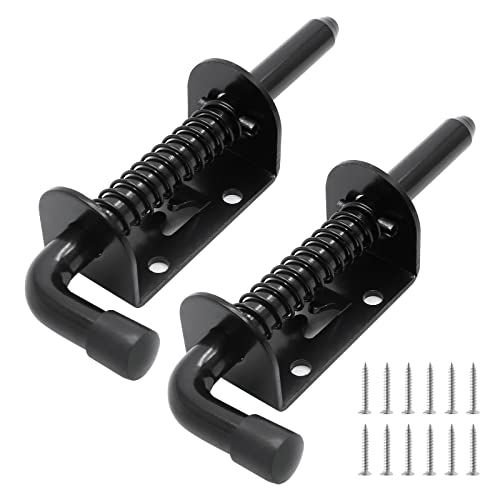 Suiwotin 2pcs 5 Inch Spring Loaded Gate Latch Pin, Heavy Duty Barrel Bolt Spring Latch, Steel Door Lock Latch for Cabinet, Shed, Trailer, Equipment (Black) - Image 6