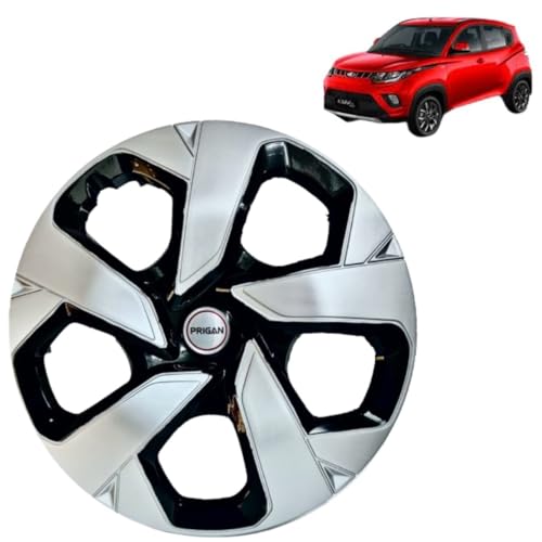 Image of PRIGAN KUV (K5, K8 Only) Black Silver Wheel Cover 15 inch for KUV (Set of 4 Pcs) (Press Fitting) Model- Punch Reverse 15