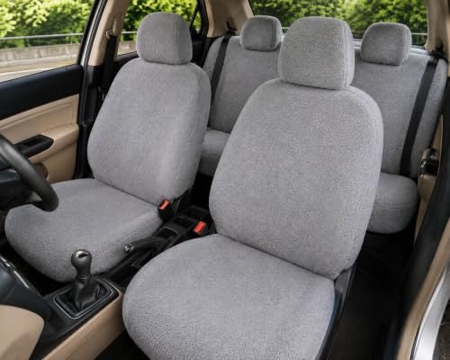 Image of JK Curtains Universal Fit Car Seat Cover Towel for 5 Seater Cars | Soft Plush Fabric Front & Rear Seat Covers with Headrest Covers | Full Seat Coverage | Washable & Reusable | Car Seat Protector