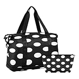 Kigai Polka Dot Black and White Sport Tote Bag for Women Men Large Travel Duffel Bag Waterproof Week
