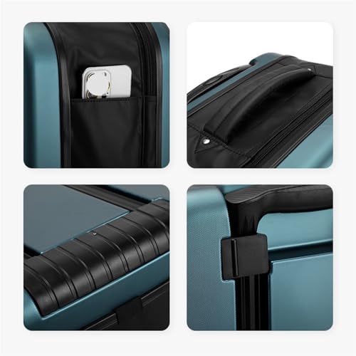 Suitcases Foldable Suitcase Universal Wheel Lightweight Trolley Case Solid Colour Large Capacity Roller Suitcase Suitcases with Wheels(Blue,24in)4