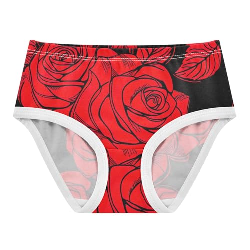 Red Roses Black Panties Little Girl Girls Underwear Toddler Cotton Stylish Kids Briefs Undies 2t