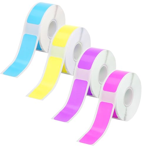 Oruola 4 Rollen Prt Qutie Etikettenband,Katasymbol Etikettenband,Labels Rolls für Office,Haus,Schule,12x40mm Etiketten Rolle,Wasser und Ölbeständig,Kompatibel Selbstklebende Etiketten(4 Farben)
