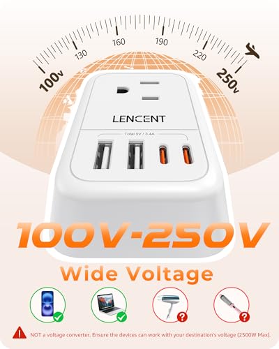 Image of LENCEN 2 Pack Foldable US to UK Plug Adapter, Type G Travel Outlet Adapter with 4 USB Charger(2 USB C), Power Adaptor for USA to Ireland Scotland Dubai Hong Kong England British Kenya London