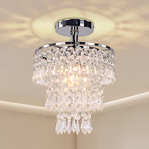 FRIXCHUR Modern Crystal Chandelier Ceiling Light Fitting Hallway Lights Ceiling Light 3 Tiers Crystal Raindrop Chandelier for Bedroom Living Room Dining Room (Chrome) - Cosy Home Interiors FRIXCHUR Modern Crystal Chandelier Ceiling Light Fitting Hallway Lights Ceiling Light 3 Tiers Crystal Raindrop Chandelier for Bedroom Living Room Dining Room (Chrome)