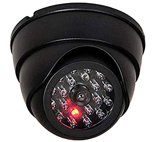O&W Security Dome   Cámara de vigilancia falsa con objetivo y 25 ledes IR + LED intermitente, resistente al agua, diámetro de 9,5 cm/altura de 6,8 cm, incluye material de montaje, interior y exterior