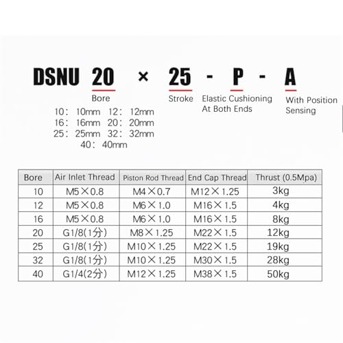 Vérin pneumatique double effet mini cylindre inox DSNU10 course 100mm - 3