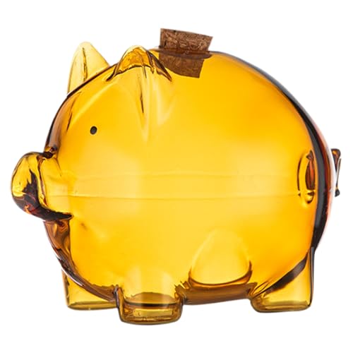 Kustimantu - Kustimantu Clear Coin Bank Glass, Coin Bank Glass,Banque d'épargne portable | Conteneur décoratif de haricots dorés pour présentoir, bureau, pot d'épargne portable de porcine