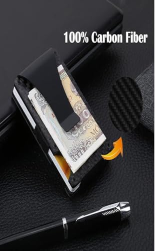 Black & Gray American Flag Engraved, Minimalist Wallet, RFID Blocking Aluminum Slim Wallet (CF With Money Clip)2