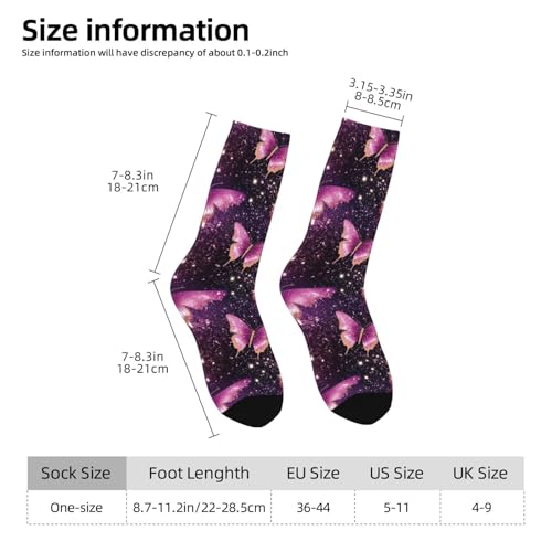 Butterfly Glitter Crew Socks Unisex Mid Calf Hiking Running Athletic Socks Colorful Print Socks4