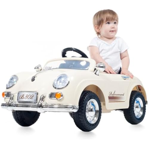 Kids Ride on Car with Remote - Classic Toddler Car for Kids Ages 3-6 - 6V Battery-Powered Ride on with Lights and AUX Port by Lil' Rider (Cream)