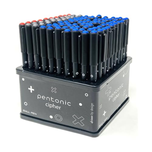 Image of Pentonic Cipher 0.5mm Ball Pen, Tumbler Pack | Blue, Black & Red Ink (Set of 100)