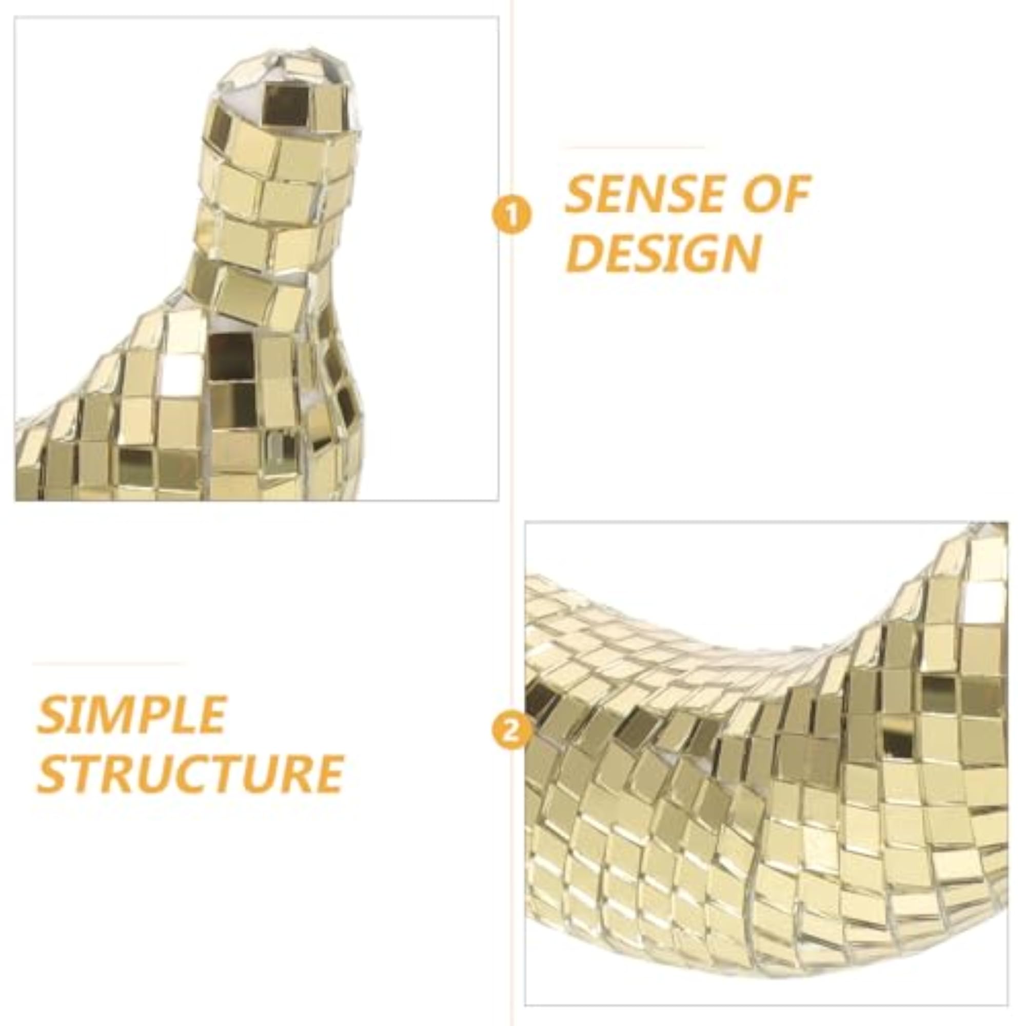 2pcs Disco Style Banana Mirror Reflective Statues for Home Decor