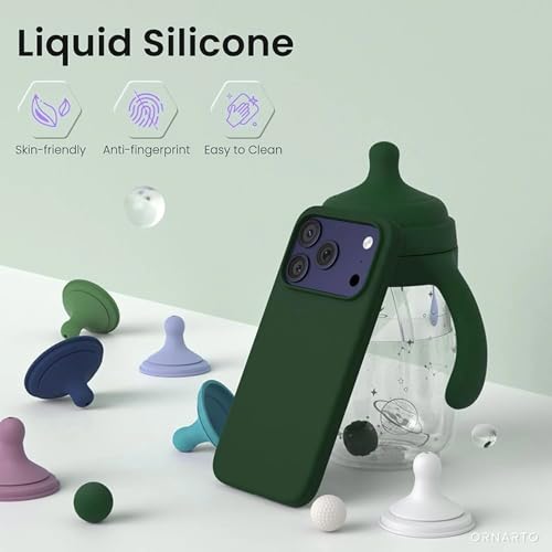 Image of Back Cover Compatible with iPhone 17 Pro Max Case Liquid Silicone Full Protection Shock Proof Back Cover for iPhone 17 Pro Max (Dark Green)