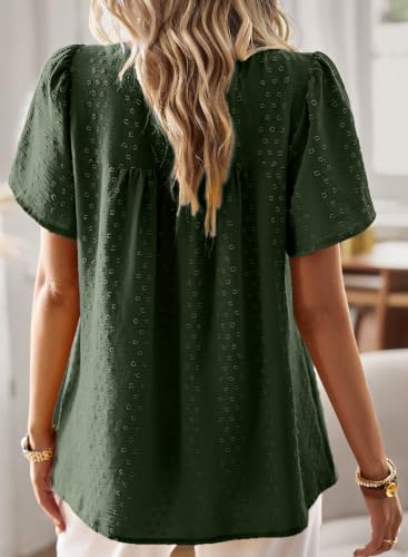 Image of Falechay Womens Summer Tops Flowy Boho Shirts Dressy Casual Short Sleeve