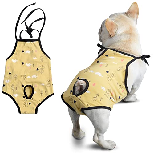 PUMYPOREITY Washable Dog Diaper Jumpsuit Female, Soft Cotton Sanitary Pantie with Adjustable