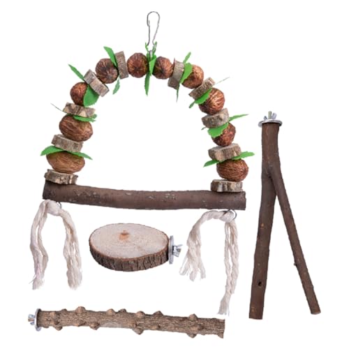 DOITOOL 4pezzi Giocattoli Per Uccelli Legno Giochi Resistente Per Pappagalli e Parrocchetti Accessori Decorativi Per Voliere Giocattoli Da Masticare e Avventura