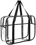 ONEGenug Transparent Tote Bag Thick PVC Clear Toiletry Bag Cosmetic Travel Case Waterproof Makeup Artist Large Bag Diaper Shoulder Bag Beach Bag