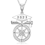 Peeshow Graduation Gifts for Her 2023 S925 Sterling Silver Compass Necklaces College High School Gra