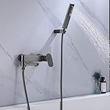 wall mounted faucet with off-centre s connection. two mounting holes adjtable from 135mm to 165mm