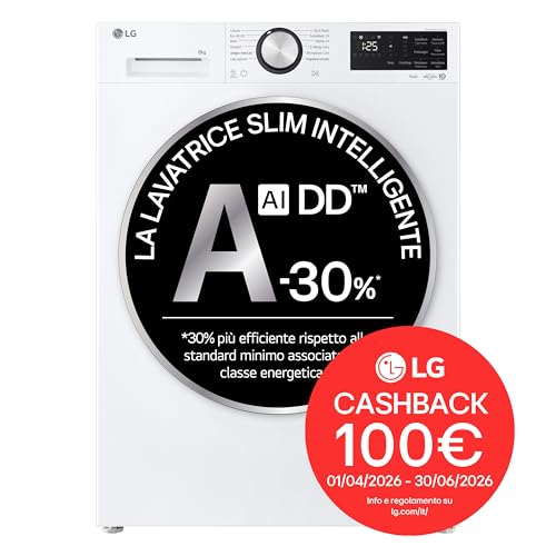 Lg F2NX50S8TLC Lavatrice, Caricamento Frontale, 8 Kg, 12 Programmi, Profondità 47,5 Cm, Bianco, Livello Rumorosità Centrifuga 71 Db(A), Classe A - 2