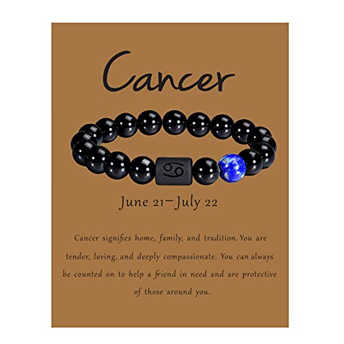 Pulsera Zodiac para hombres y mujeres con piedra ónix negra natural miniatura 1