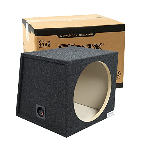 Bbox Single Sealed 15 Inch Subwoofer Enclosure - Car Subwoofer Boxes & Enclosures - Premium Subwoofer Box Improves Audio Quality, Sound & Bass - Red & Black Spring Terminals - Charcoal