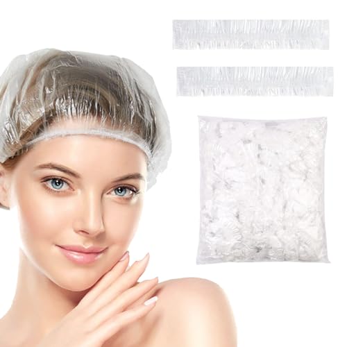 Gorro de ducha desechable 100 piezas El plastico Gorros de ducha Grande Elástico Bañera Gorra Impermeable Bañera Gorro de ducha