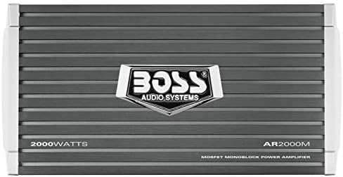 BOSS Audio Systems AR2000M Monoblock Car Amplifier - 2000 Watts, 2-4 Ohm Stable, Class A-B, Mosfet Power Supply, Gray