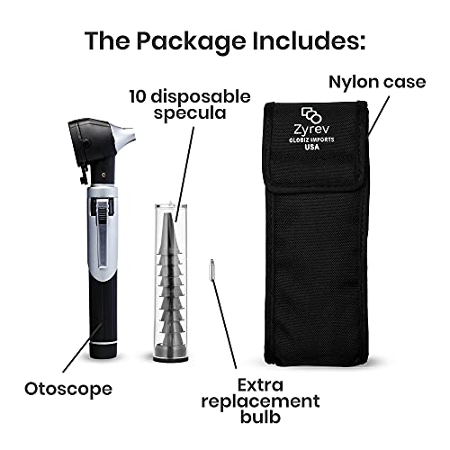 Zyrev Zetalife Otoscope - Ear Scope With Light, Ear Infection Detector, Pocket Size, In 10+ Colors! (Black Color) #TOP3