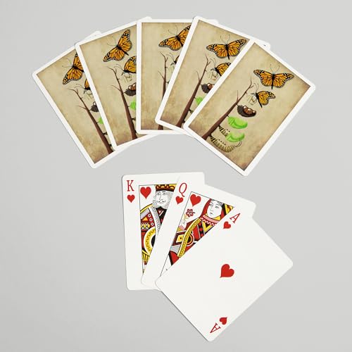 Baraja de 52 cartas tamaño póker ciclo mariposa monarca miniatura 7