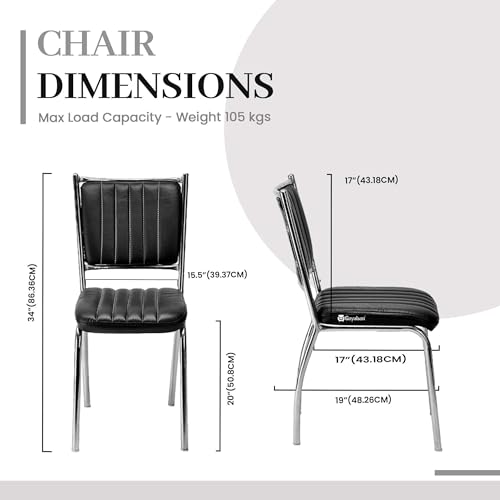 Image of GOYALSON Office Chair Visitor Without arm Rest with Steel Frame Chair and Cushioned seat Back, Chair Without Wheels Holds up to 110 kg Heavy Design (4, Black, Heavy 3)