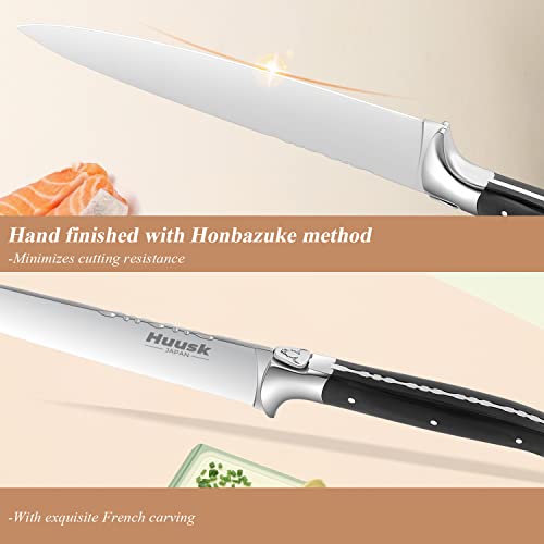 Huusk Knife Japan Kitchen Professional Chef Knife Bundle With 7.7" Black Titanium Coated Blade #TOP3
