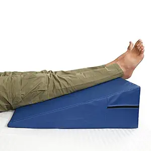 lebedo Multipurpose Bed Wedge Pillow for Leg Elevation for Sleeping | Special Rexine Removable Outer Cover | Color Blue | Pack of 1