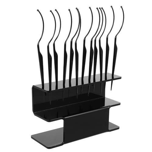 OSALADI Soporte para Pestañas Postizas Negro con 12 Varillas Organizador de Extensiones de Pestañas Bandeja Expositora para Salón de Belleza y Maquillaje Profesional