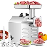 #12 Commercial Meat Grinder, 840 LB/H,1.2HP, Heavy Duty Industrial Meat Grinder, Sausage Stuffing Machine with 2 Stainless Steel Blade, 2 Grinding Plates, Sausage Kit (#12-840LB/H)