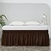 MEILA Bed Skirt Three Fabric Sides Elastic Wrap Around Dust Ruffled Solid Bed Skirts Easy On/Easy Off 16 Inch Tailored Drop, Chocolate, Queen/King