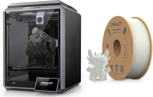 Creality K1 3D Printer 600mm/s Printing Speed 32mm³/s Max Flow Hotend 300°C High-Temperature Nozzle Direct Extruder Auto Leveling Self-Test with One Tap Solve Ringing with G-Sensor with Hyper White