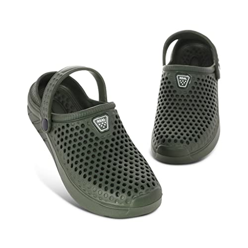 Adult Vented Clogs With Adjustable Heel Strap Slip-On Easy To Clean, Cushioned, Casual Eva Shoes For Everday Or Water Shoes For Pool And Beach Hunter Green Size 9 #TOP1